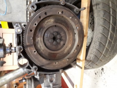Flywheel on engine..