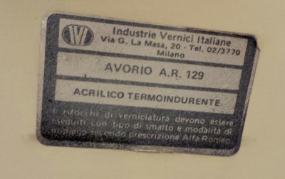Under bonnet paint code decal