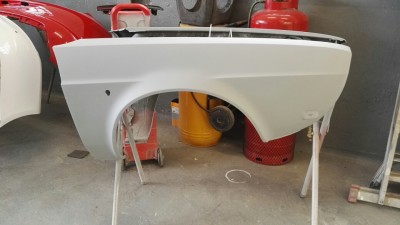 The front wings fully prepared and ready for top coat.