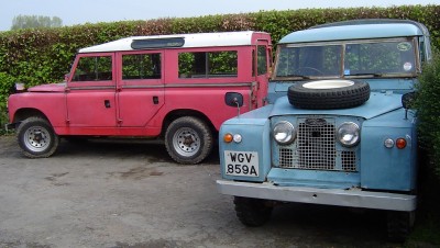 Land Rovers - 1960 Series 2 109 Station Wagon (Red) and 1959 Series 2 Pick-Up - tatty bodywork is all part of the appeal to these.